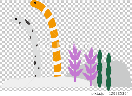 かわいいチンアナゴのイラスト素材 129585394