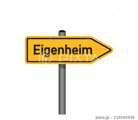 yellow traffic sign with german words home isolated vector illustration 129585936