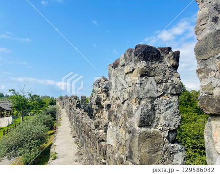 Travel to Georgia. Ancient Fortress Wall of Gonio Fortress. Roman Fortification in Adjara, Georgia Travel to Georgia. Ancient Fortress Wall of Gonio Fortress. Roman Fortification in Adjara, Georgia 129586032
