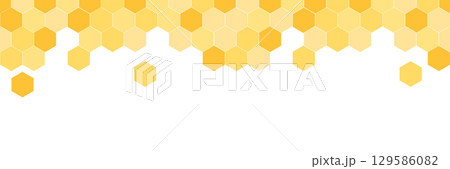Seamless border pattern with honeycomb. Cute beekeeping frame design isolated on white background. Vector illustration. 129586082