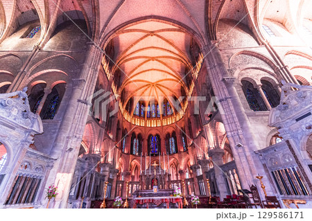 interiors and details of Saint-Remi basilica, Reims, France 129586171