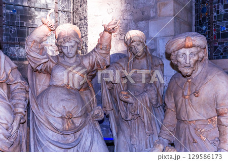 interiors and details of Saint-Remi basilica, Reims, France 129586173