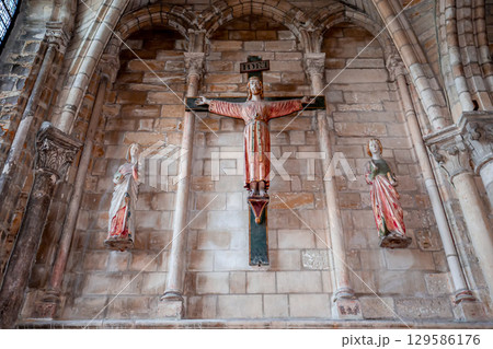 interiors and details of Saint-Remi basilica, Reims, France 129586176