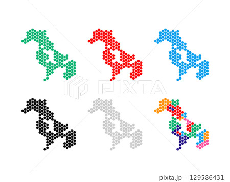 ドット絵の地図＿長崎県＿六角ドット 129586431