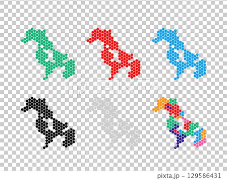 ドット絵の地図＿長崎県＿六角ドット 129586431