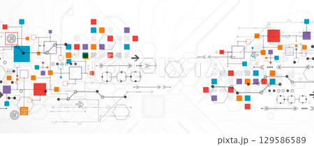 Abstract technology concept. Circuit board, high computer color background. Vector illustration with space for content, web - template, business tech presentation. Abstract technology concept. Circuit board, high computer color background. Vector illustration with space for content, web - template, business tech presentation. 129586589