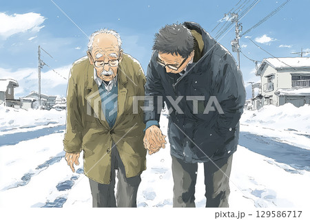 冬の雪道安全指導 冬の雪道安全指導 129586717