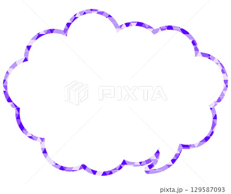 ステンドグラス風吹き出し 三角形模様 丸みのある雲形 ステンドグラス風吹き出し 三角形模様 丸みのある雲形 129587093