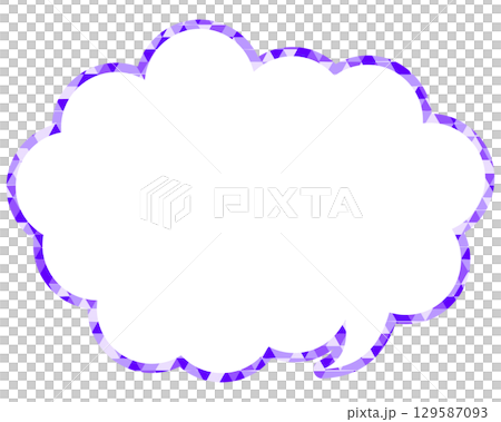 彩色玻璃風格的對話泡泡,三角形圖案,圓形雲形 彩色玻璃風格的對話泡泡,三角形圖案,圓形雲形 129587093