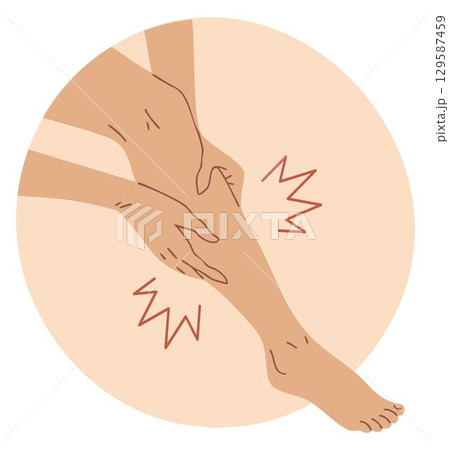 Woman holding leg in pain, muscle strain 129587459