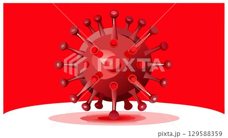 This visually striking image presents a 3D-rendered virus model, precisely rendered and set against a vibrant red background, offering a powerful and informative visual ideal for scientific journals, 129588359