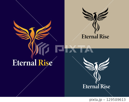 Phoenix Symbolism: A symbolic illustration of a phoenix rising, evoking themes of rebirth and eternal growth.	 129589613