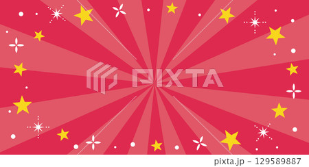 放射状に広がる集中線と星の背景イラスト 129589887
