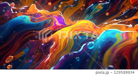 Colorful Wavy Liquid Background. 3D and Realistic Abstract Background Colorful Wavy Liquid Background. 3D and Realistic Abstract Background 129589934