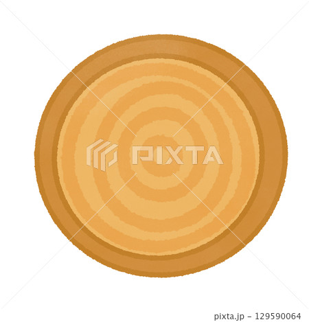 round wooden plate isolated on white background 129590064