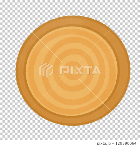 round wooden plate isolated on white background 129590064