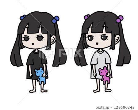 部屋着の地雷系女子　双子セット 129590248