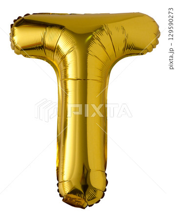 Gold Foil Letter T Balloon isolated 129590273