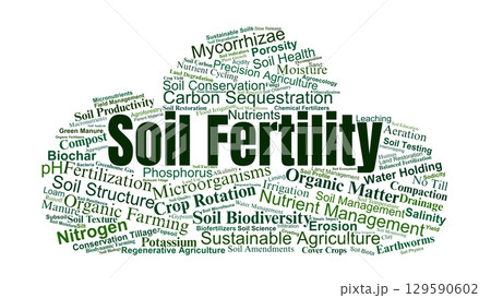 Soil Fertility Word Cloud. Key Terms On Soil Health, Nutrients, Organic Matter, Sustainable Agriculture, And Crop Productivity. Soil Fertility Word Cloud. Key Terms On Soil Health, Nutrients, Organic Matter, Sustainable Agriculture, And Crop Productivity. 129590602
