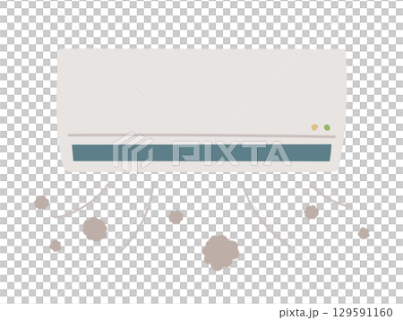 ホコリが出ているエアコンのイラスト 汚れた壁掛け冷暖房家電と掃除必要な室内 ホコリが出ているエアコンのイラスト 汚れた壁掛け冷暖房家電と掃除必要な室内 129591160