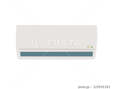 エアコンのイラスト　壁掛け冷暖房家電で快適な室内空間 129591161
