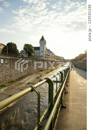 Vienna, Austria - June 15, 2023: View of the Vienna riverbed in the Austrian capital Vienna 129591286