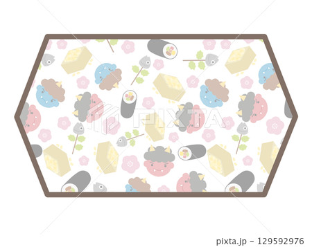 節分の六角形のフレーム 129592976