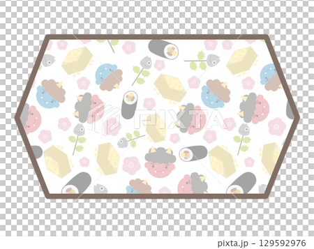 節分の六角形のフレーム 129592976