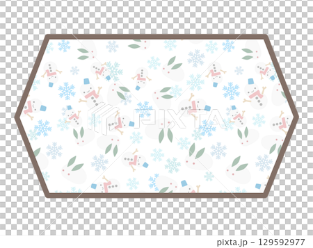 Snowman hexagon frame 129592977