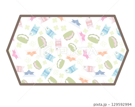 こどもの日の六角形のフレーム こどもの日の六角形のフレーム 129592994