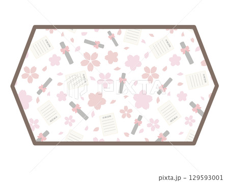 卒業式の六角形のフレーム 129593001