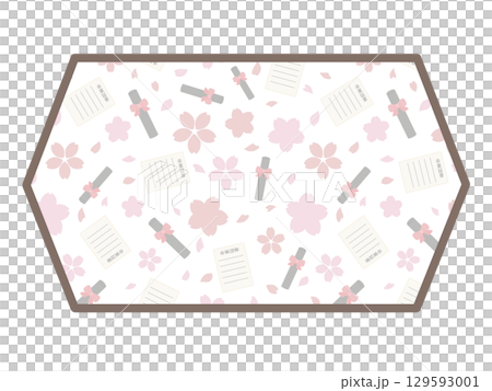 卒業式の六角形のフレーム 129593001