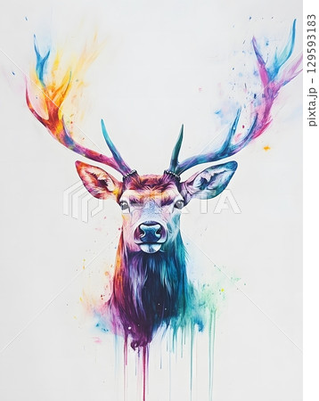 deer on watercolor painting 129593183
