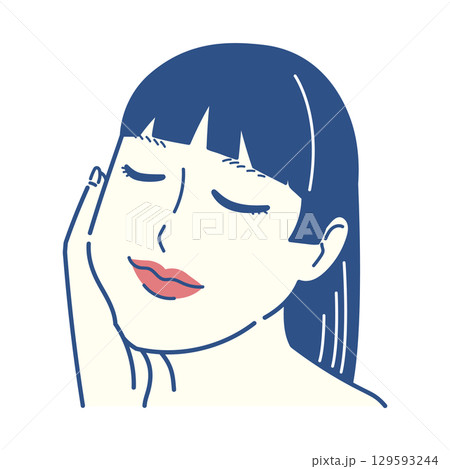 手書き_女性_上半身_03 129593244