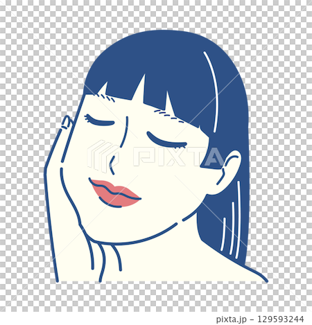 手書き_女性_上半身_03 129593244