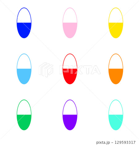 フラットデザインのカラフルの楕円カプセル9個 129593317