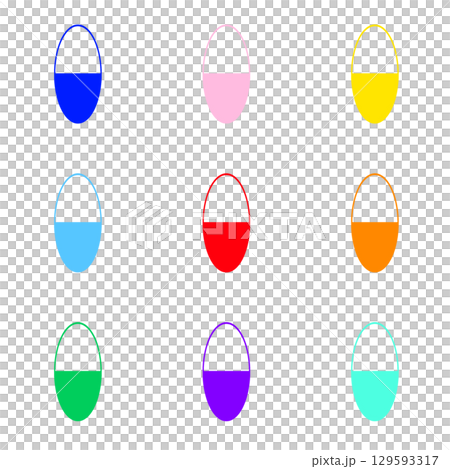 Nine colorful oval capsules in flat design 129593317