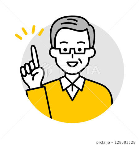 年配の男性のアイコン（ひらめく） 129593529