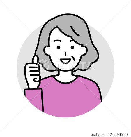 年配の女性のアイコン（グッド） 129593530