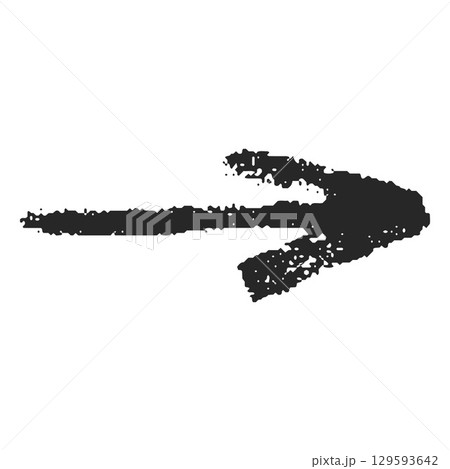 Black arrow, handwritten with charcoal or brush, direction indicator to the right. Black arrow, handwritten with charcoal or brush, direction indicator to the right. 129593642
