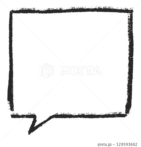Speech cloud, square shape, hand drawn with outline, black charcoal, marker or brush. Speech cloud, square shape, hand drawn with outline, black charcoal, marker or brush. 129593682