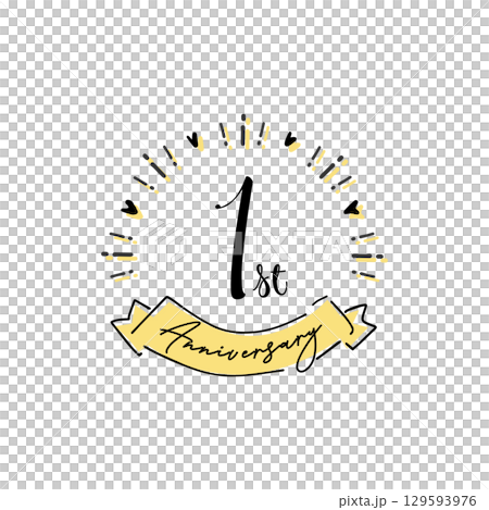 1周年記念のおしゃれなアニバーサリー用アイコン・ロゴ（線画、手描き） 129593976