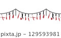 Halloween Zombie Vampire Party seamless border vector pattern. Bloody knife, handsaw cartoon design element. Halloween horror symbol set isolated. 31 October holiday banner background, frame template 129593981