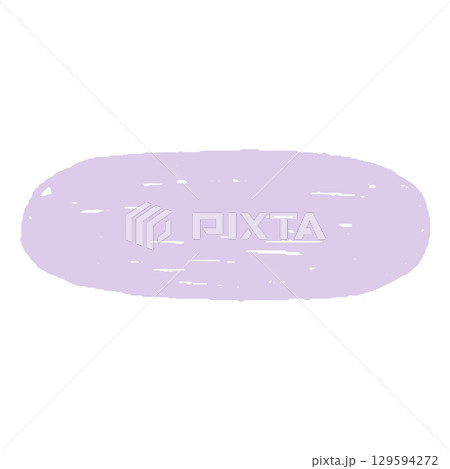 Abstract oval frame in pastel purple color with jagged edges, childish pencil drawing. 129594272
