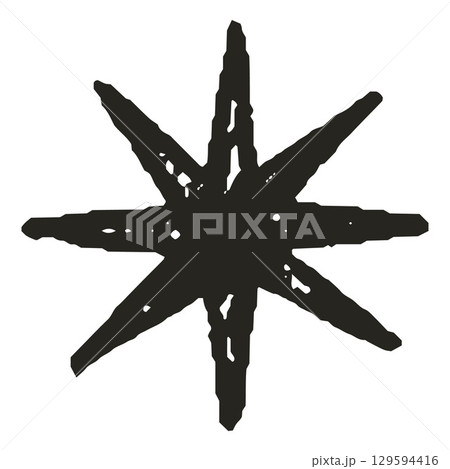 Black crayon sketch star spark shape, scribble sparkle figure chalk or pencil texture, shine symbol kids vector drawing 129594416