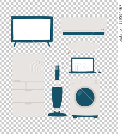 Simple and cute home appliance illustrations Simple and cute home appliance illustrations 129594467