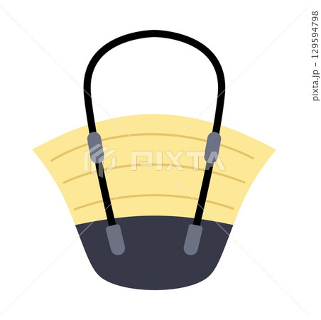 Woman bag. Fashionable purse. Girls handbag and female style crossbody. Modern straw shopper. Fashion accessory. Beach big hobo with handle. Shop merchandise. Shopping packet. Vector casual clothing 129594798