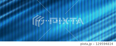 Blue glowing ribbed glass abstract background with diagonal stripes 129594814