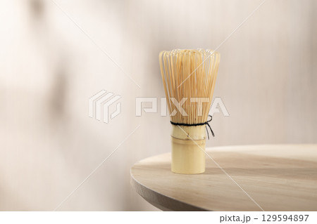 Chasen bamboo whisk for traditional Japanese matcha tea. Chasen bamboo whisk for traditional Japanese matcha tea. 129594897