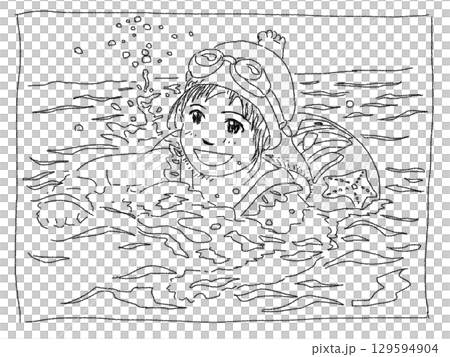 孩子在游泳池裡玩耍 129594904